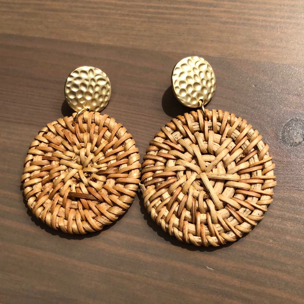 NIP Wicker Basket Earrings